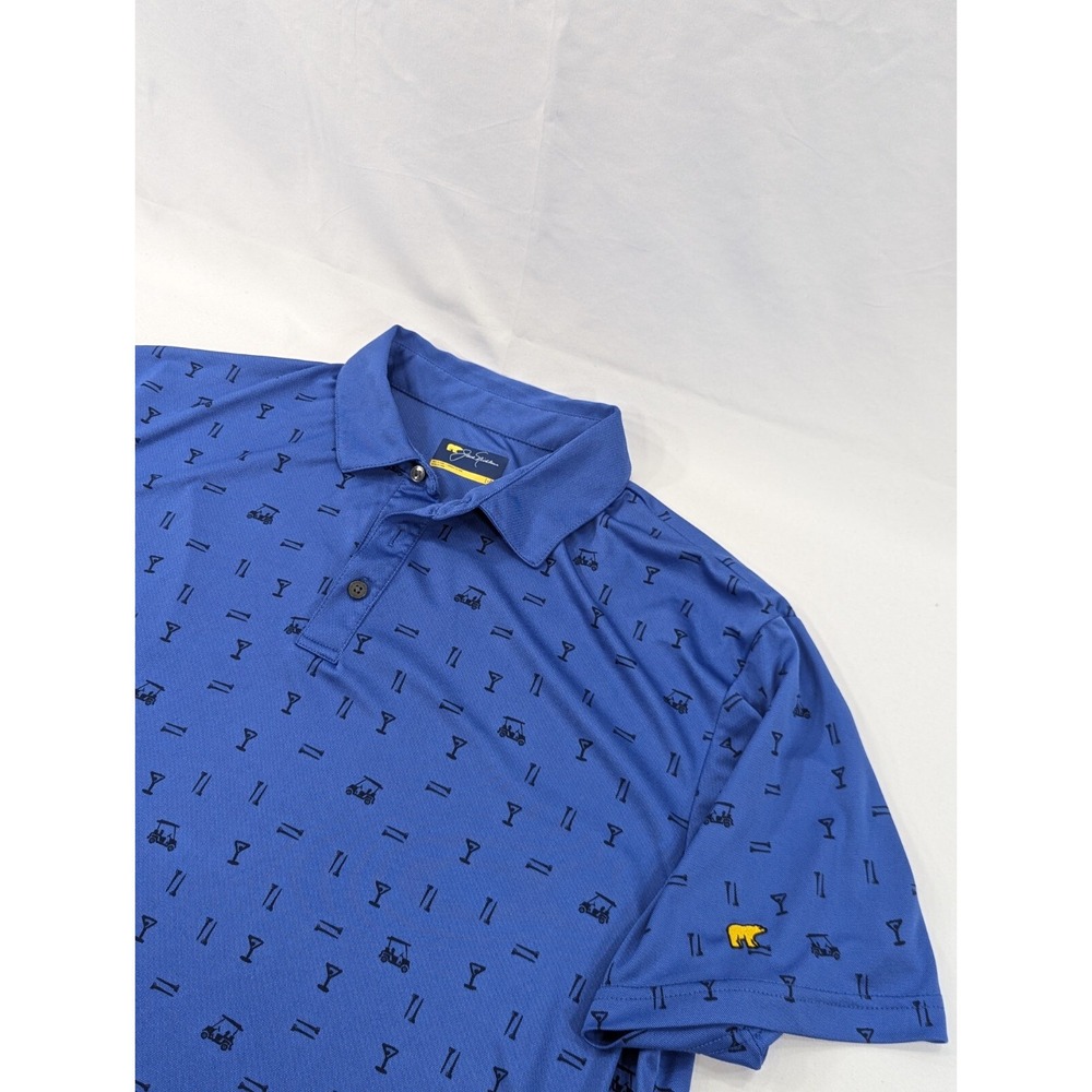 Jack Nicholas  Polo Golf SHIRT L Classic Navy‎ With Martini Golf Cart Print